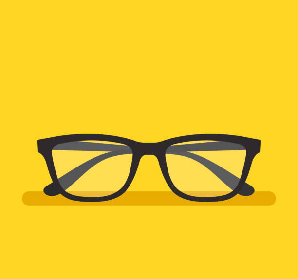 ilustrações de stock, clip art, desenhos animados e ícones de black eyeglass on empty background. vector flat cartoon graphic design element isolated icon - sun protection glasses glass