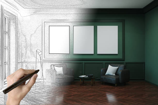 istock Hand drawingt living room 984156620