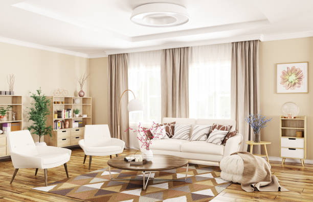 istock Interior of modern living room 3d rendering 984177490