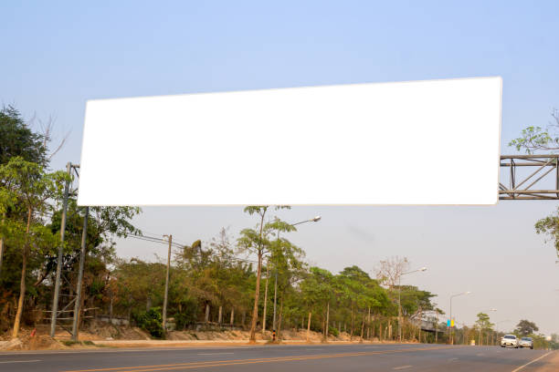 istock Blank white freeway sign over the road 984177882