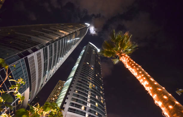 istock Looking up at Dubai's skyscrapers in financial district at dusk 984178120