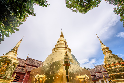 Pagoda in Wat Phra Singh, an old temple located in Chiangmai Thailand