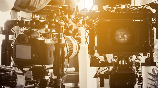 Professional camera equipment,Film production crew