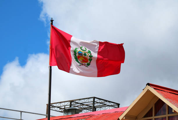 istock Flag of Peru waving in the sky 984204068
