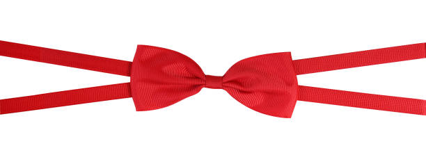 istock Red ribbon bow top view isolated on white background, clipping path included 984228780