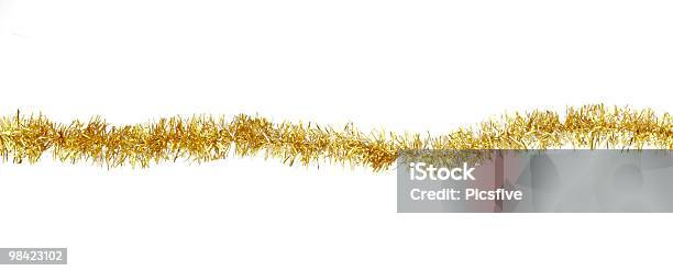 Christmas Decoration Tinsel Ornament New Year Stock Photo - Download Image Now - Tinsel, Gold Colored, Cut Out