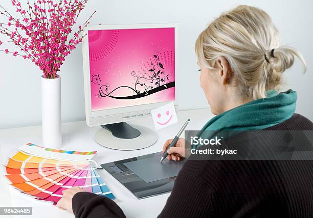 Graphic Designer Stock Photo - Download Image Now - Graphic Designer, Smiling, Pink Color