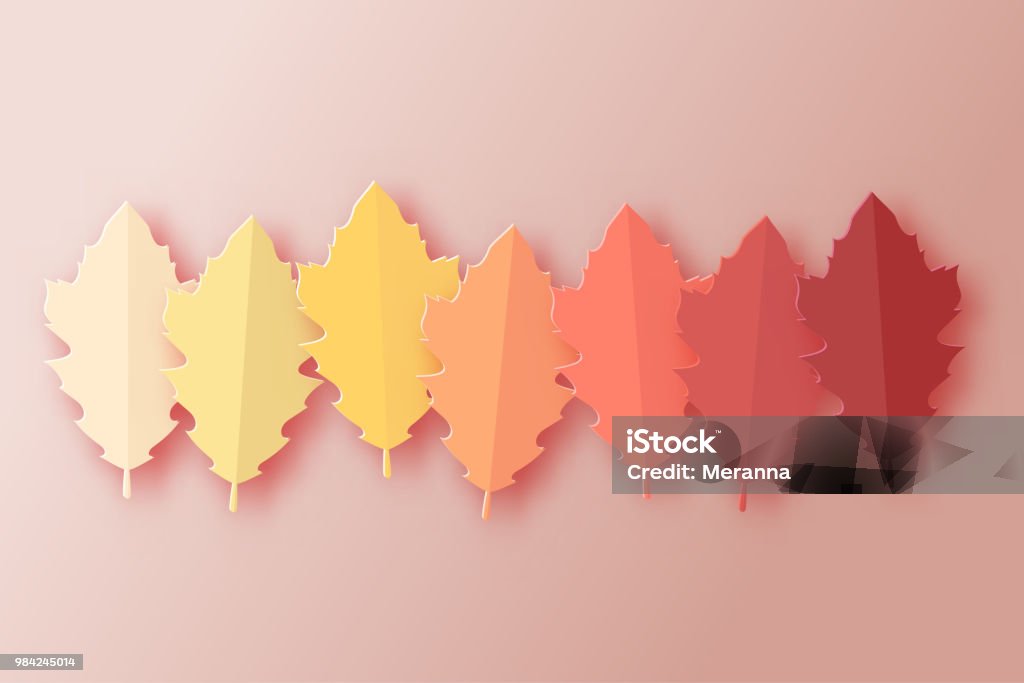 Paper autumn leaves colorful background. Trendy 3d paper cut style vector illustration Autumn stock vector