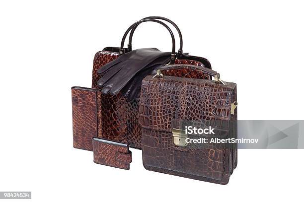 Briefcase And Accessories Stock Photo - Download Image Now - Glove, Purse, Leather