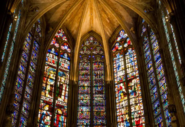 Photo of Stained Glass in La basilique Saint-Nazaire of the medieval city Carcassonne