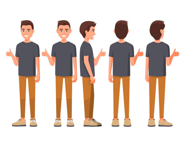 Vector illustration of smiling men in casual clothes show thump up for agreement sign with success business concept. Cartoon realistic people set. Flat young man. Front view. Good hand, good job. Vector illustration of smiling men in casual clothes show thump up for agreement sign with success business concept. Cartoon realistic people set. Flat young man. Front view. Good hand, good job. ass boy stock illustrations