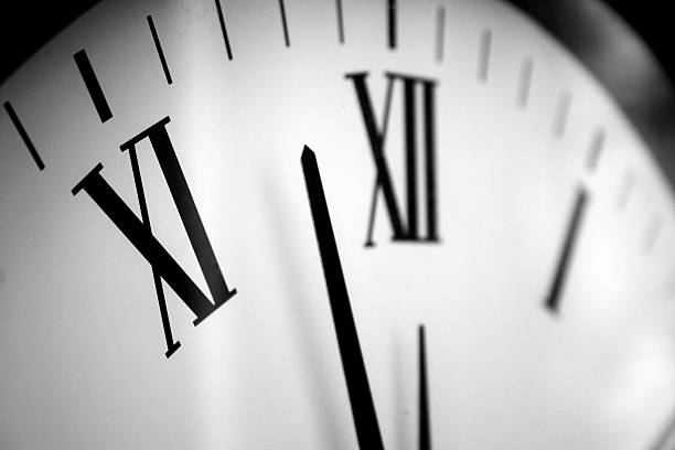 istock Black and White Clock with Roman Numerals 98426435