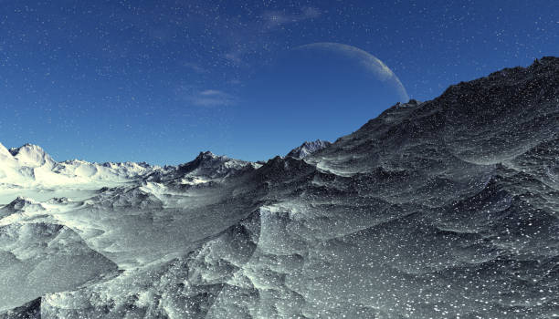istock Alien Planet. Snow. Mountain and  sky. 3D rendering 984276888