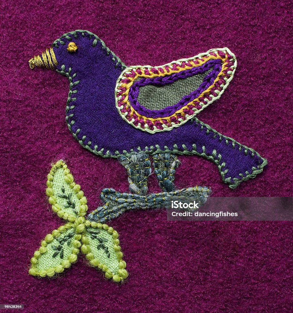 Applique and embroidered bird  Appliqué Stock Photo