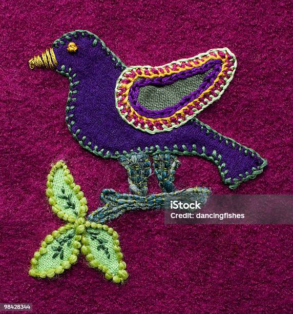 Applique And Embroidered Bird Stock Photo - Download Image Now - Appliqué, Felt - Textile, Bird