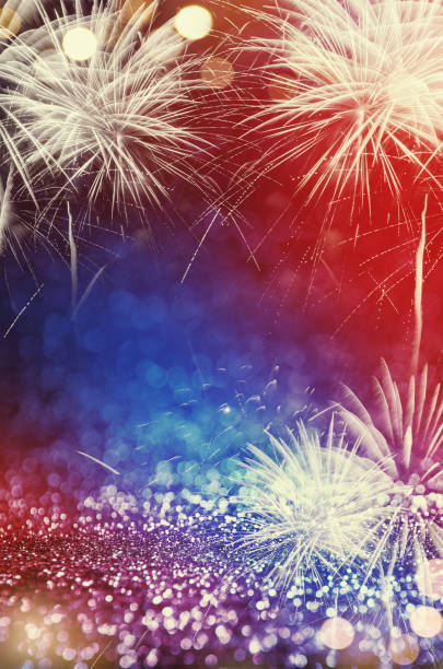 4th July fireworks with glitter sparkle Abstract background 4th July fireworks with glitter sparkle Abstract background july photos stock pictures, royalty-free photos & images