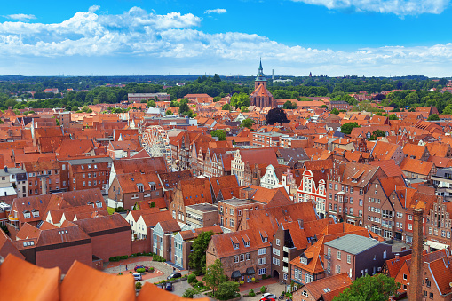 Top view of German city of Luneburg