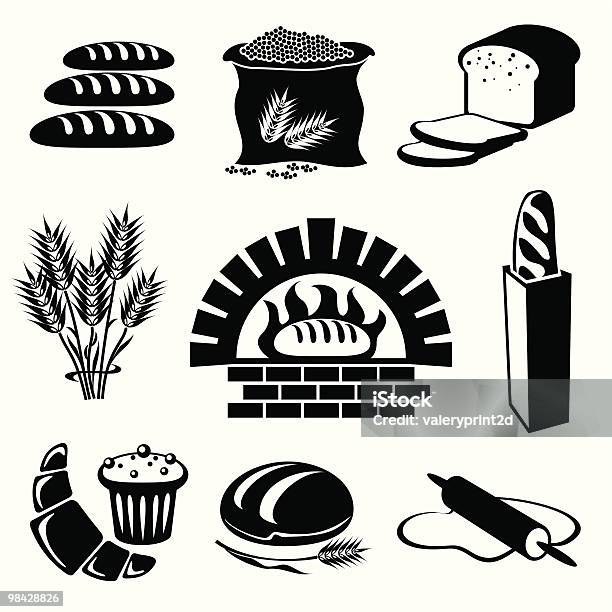 Brotsymbole Stock Vektor Art und mehr Bilder von Backen - Backen, Brot backen, Brotlaib