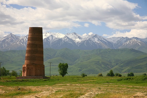 The Burana Tower in the Chuy Valley at northern  of the country's capital Bishkek, Kyrgyzstan