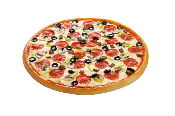 istock Pepperoni Pizza with mushroom isolated on white background 984289766
