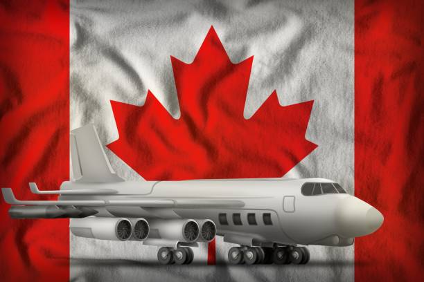 istock bomber on the Canada state flag background. 3d Illustration 984290550