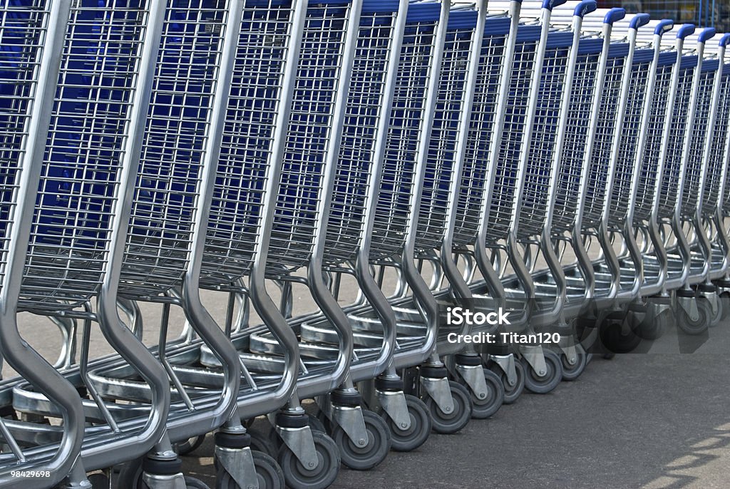 row of light carts for a supermarket  Abstract Stock Photo