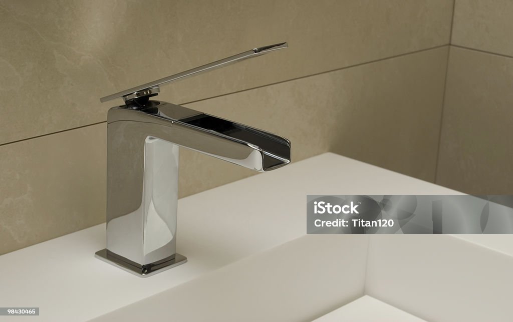 Modern mixer for a washstand  Chrome Stock Photo