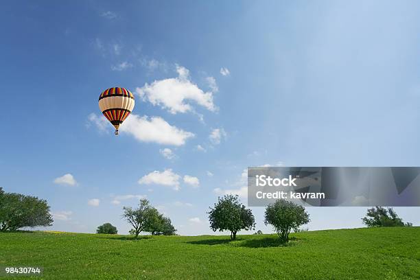 Gran Globo Sobre Meadows Foto de stock y más banco de imágenes de Aire libre - Aire libre, Amarillo - Color, Azul