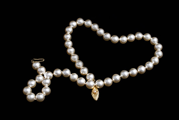 istock Pearls necklace on black background 98430888