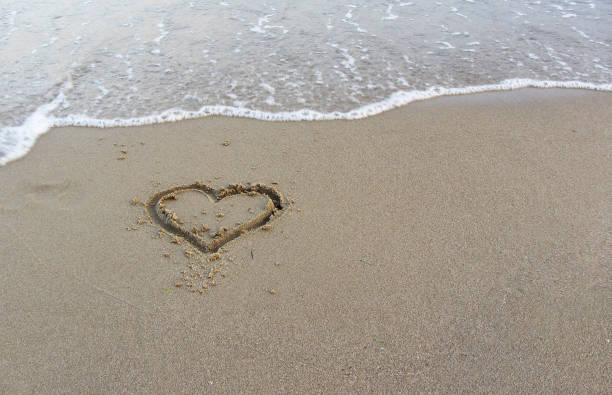 heart symbol on the sand