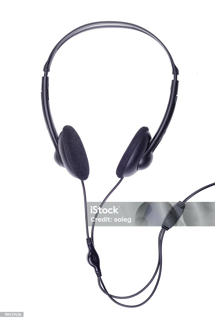 Black generic headphones on white  Black Color Stock Photo