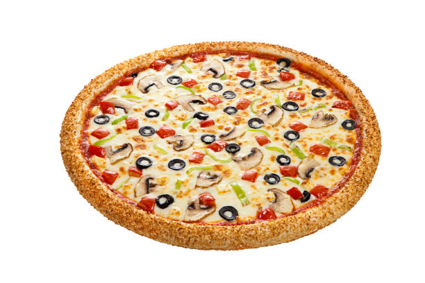 istock Vegetarian Pizza isolated on white background 984314498