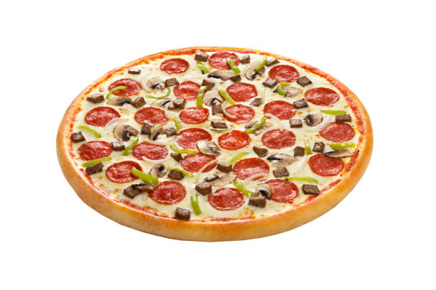 istock Pepperoni Pizza with mushroom isolated on white background 984314576