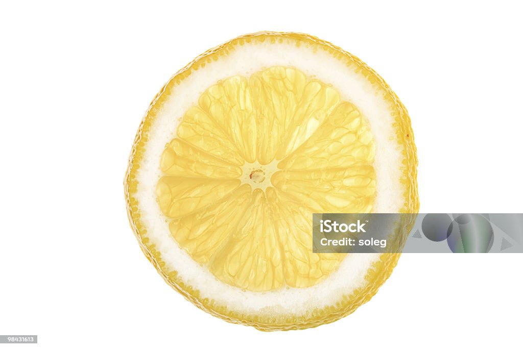 Scheibe Zitrone isoliert auf weiss - Lizenzfrei Extreme Nahaufnahme Stock-Foto