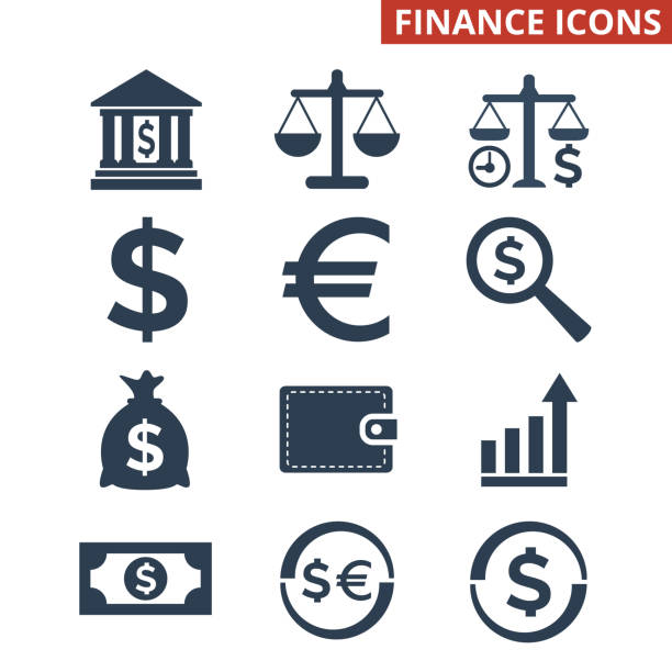 illustrazioni stock, clip art, cartoni animati e icone di tendenza di icone finanziarie impostate su sfondo bianco. - making money gold euro symbol time