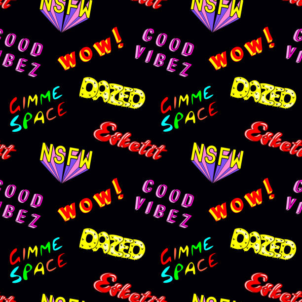 istock Seamless pattern with comic book colorful phrases, words: 