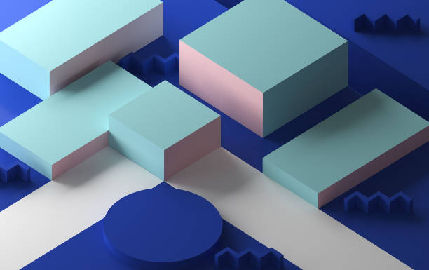 istock Minimalist abstract background, green primitive geometrical figures, pastel colors, 3D render 984335592