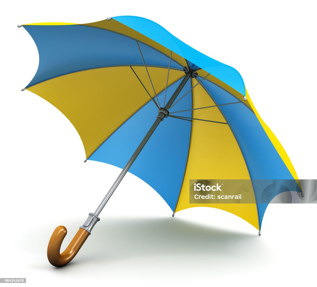 Bleu et jaune parapluie ou parasol - Photo de Parapluie libre de droits