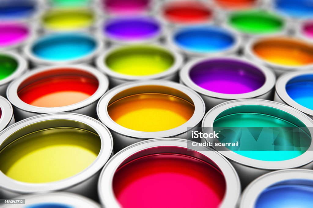 Color paint cans - Royalty-free Tinta - Equipamento de Arte e Artesanato Foto de stock