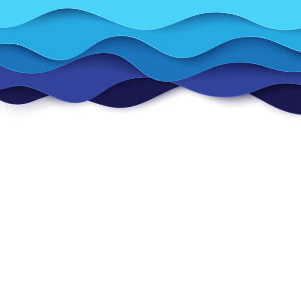 istock Paper art cartoon abstract waves. Paper carve background. Modern origami design template. Vector illustration. 3d paper layers, sea waves 984368626