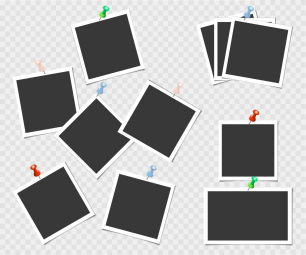 istock Collection of photo frame with pin. Vector template for your trendy photo or image 984371030