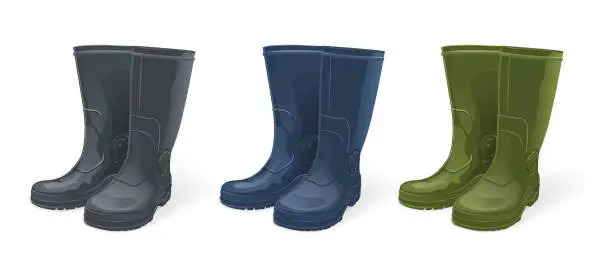 Vector illustration of Rubber boots set
