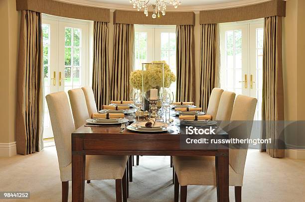 Dining Room Stock Photo - Download Image Now - Curtain, Dining Room, Luxury