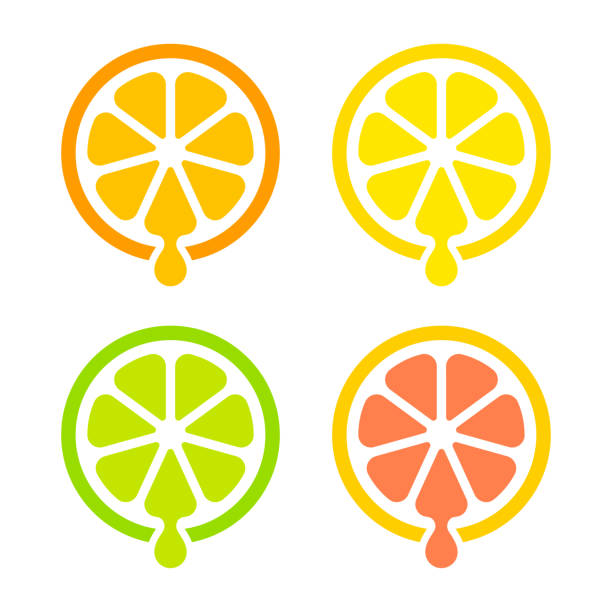 Citrus juice icon Modern and simple citrus juice icon set. Orange, lemon, lime and grapefruit. Isolated vector design. orange fruit stock illustrations