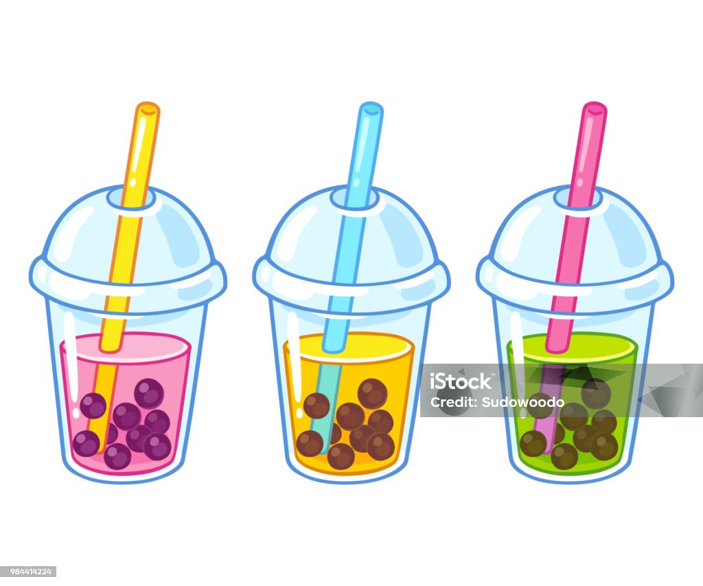 Bubble Tea Cups Stock Illustration - Download Image Now - Bubble Tea,  Vector, Kawaii - iStock