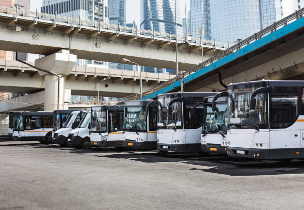 istock big tourist buses on parking 984419836