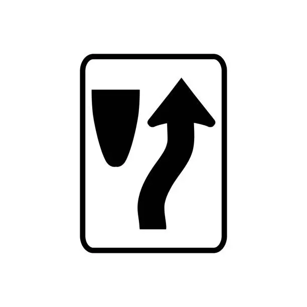 Vector illustration of USA traffic road sign. keep to the right of obstruction. vector illustration