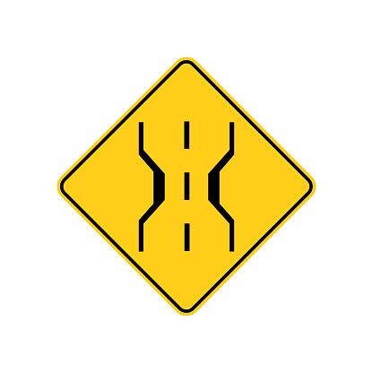 USA traffic road sign.narrow bridge warning.vector illustration