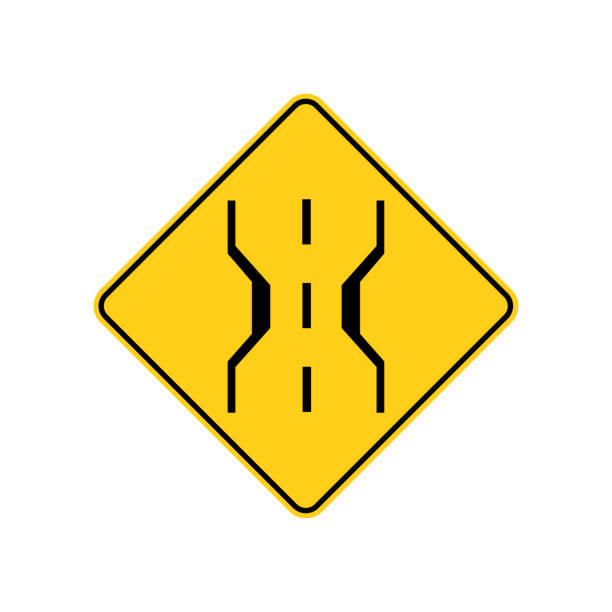 USA traffic road sign.narrow bridge warning.vector illustration USA traffic road sign.narrow bridge warning.vector illustration narrow stock illustrations