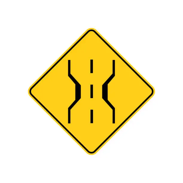 Vector illustration of USA traffic road sign.narrow bridge warning.vector illustration